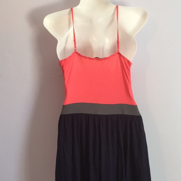 Soprano orange and navy spaghetti strap dress Sz M - Picture 5 of 13